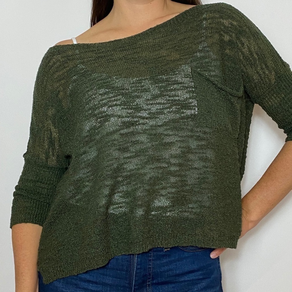 Zara Italian yarn boxy green sweater